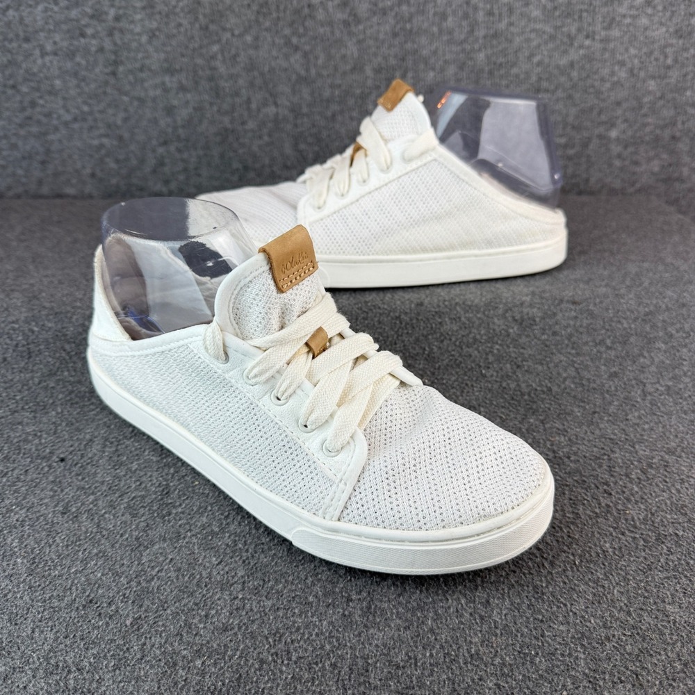 OluKai Pehuea Li Women 7.5 White Mesh Drop-In Heel Sneakers